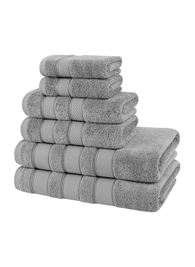6-Piece Towel Set 100% Turkish Genuine Cotton Super Soft & Absorbent Luxury Hotel Quality 600 GSM Cotton Bathroom Towels, 2 Bath Towels, 2 Hand Towels, 2 Washcloths, Light Grey