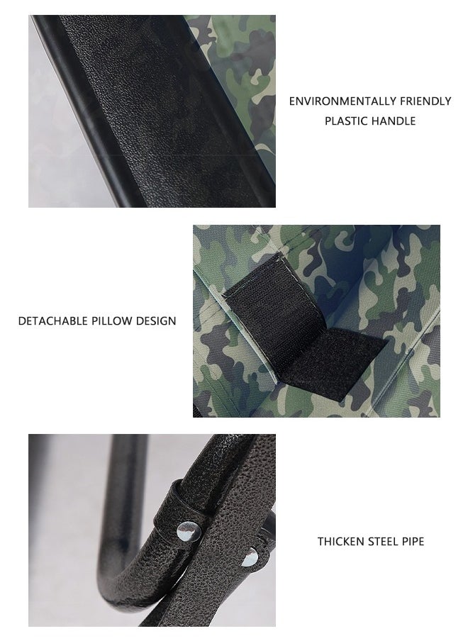 2-Piece Outdoor Recliner Chair Large Size Bonnie Hat Set Folding Camping Portable Padded Zero Gravity Adjustable Lounge Chair  - Camouflage 153*60*82cm