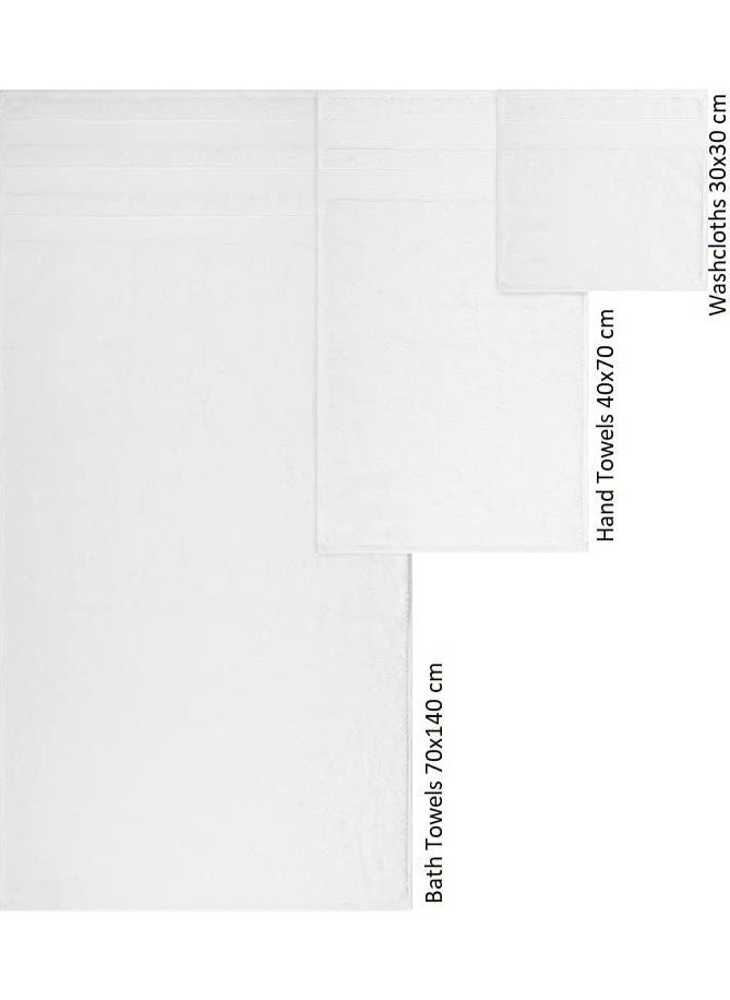 6-Piece Towel Set 100% Turkish Genuine Cotton Super Soft & Absorbent Luxury Hotel Quality 600 GSM Cotton Bathroom Towels, 2 Bath Towels, 2 Hand Towels, 2 Washcloths, Bright White