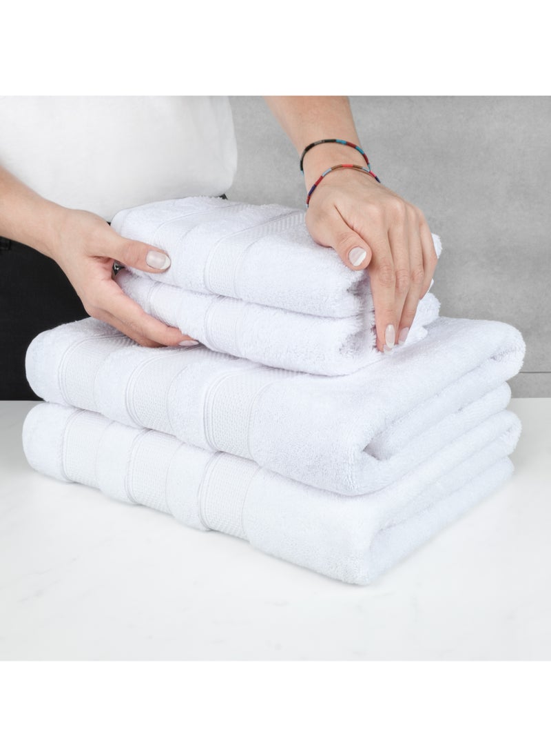 6-Piece Towel Set 100% Turkish Genuine Cotton Super Soft & Absorbent Luxury Hotel Quality 600 GSM Cotton Bathroom Towels, 2 Bath Towels, 2 Hand Towels, 2 Washcloths, Bright White