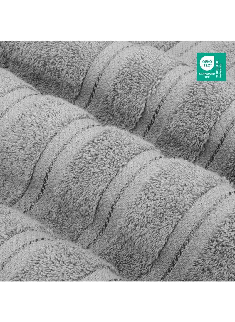 Towel Set Luxury Hotel Quality 600 GSM Genuine Combed Cotton, Super Soft & Absorbent Family Bath Towels 6 Piece Set -  2 Bath Towels, 2 Hand Towels, 2 Washcloths - Light Grey