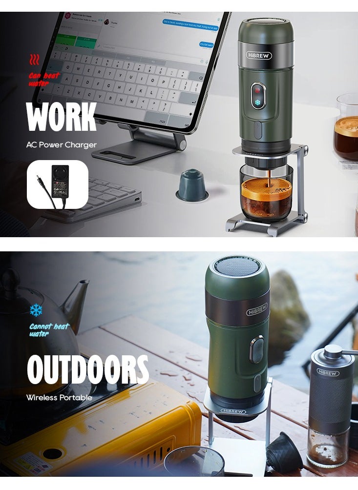 HiBREW Wireless Electric Portable Espresso Coffee Machine for Car & Home Camping Coffee Maker Fit Nespresso Dolce Capsule Powder