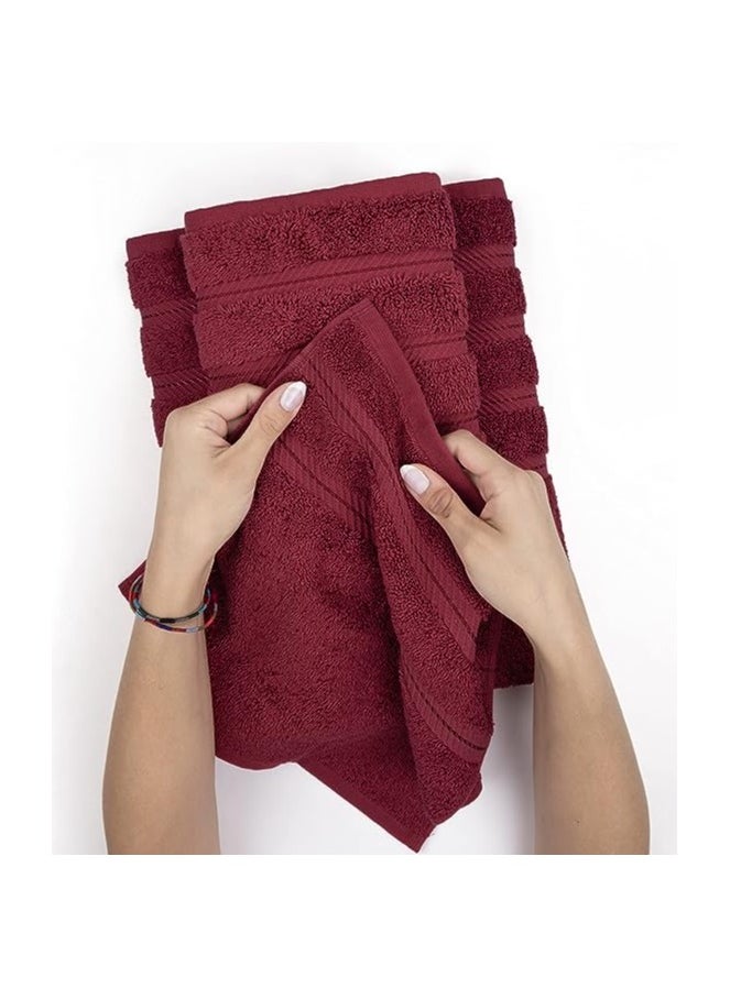 Towel Set Luxury Hotel Quality 600 GSM Genuine Combed Cotton, Super Soft & Absorbent Family Bath Towels 6 Piece Set -  2 Bath Towels, 2 Hand Towels, 2 Washcloths - Bordeaux
