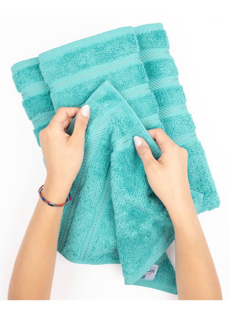 Towel Set Luxury Hotel Quality 600 GSM Genuine Combed Cotton, Super Soft & Absorbent Family Bath Towels 6 Piece Set -  2 Bath Towels, 2 Hand Towels, 2 Washcloths - Turquoise Blue