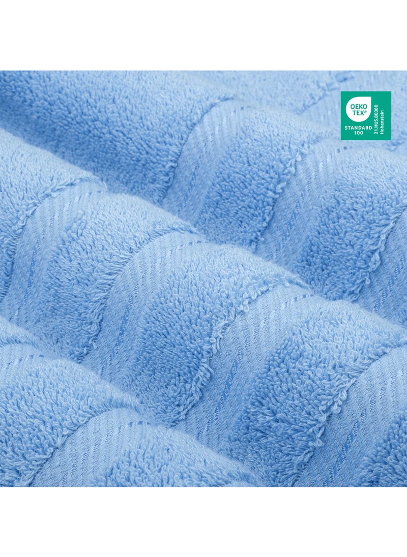 Towel Set Luxury Hotel Quality 600 GSM Genuine Combed Cotton, Super Soft & Absorbent Family Bath Towels 6 Piece Set -  2 Bath Towels, 2 Hand Towels, 2 Washcloths - Sky Blue
