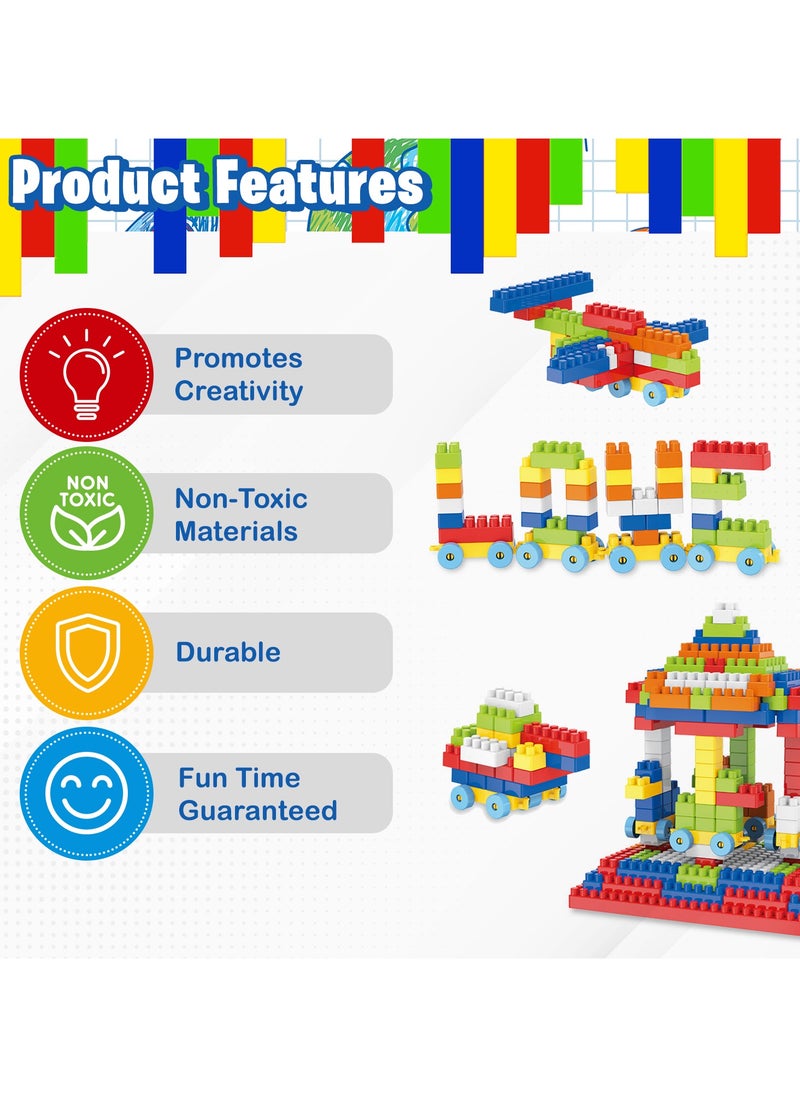 Home Smart Building Blocks Play and Learning for Toddlers Assorted Color Plastic Blocks of 260 PCs Kids Educational Build Playing Toy Blue