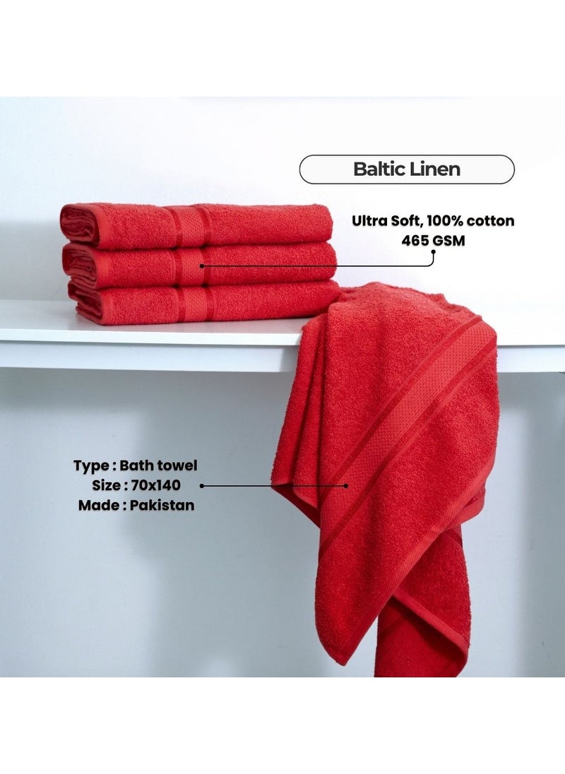 Pack of 4 Bath Towel Ultra Soft 70Cm X 140Cm, 100% Cotton, 430 GSM Terry