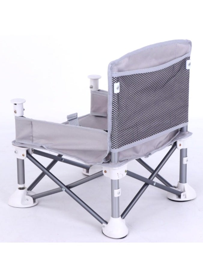 Baby Booster Seat High Chair – Portable Folding Feeding Chair with Safety Straps and Travel Bag, Space Saver Highchair for Toddlers (Grey)