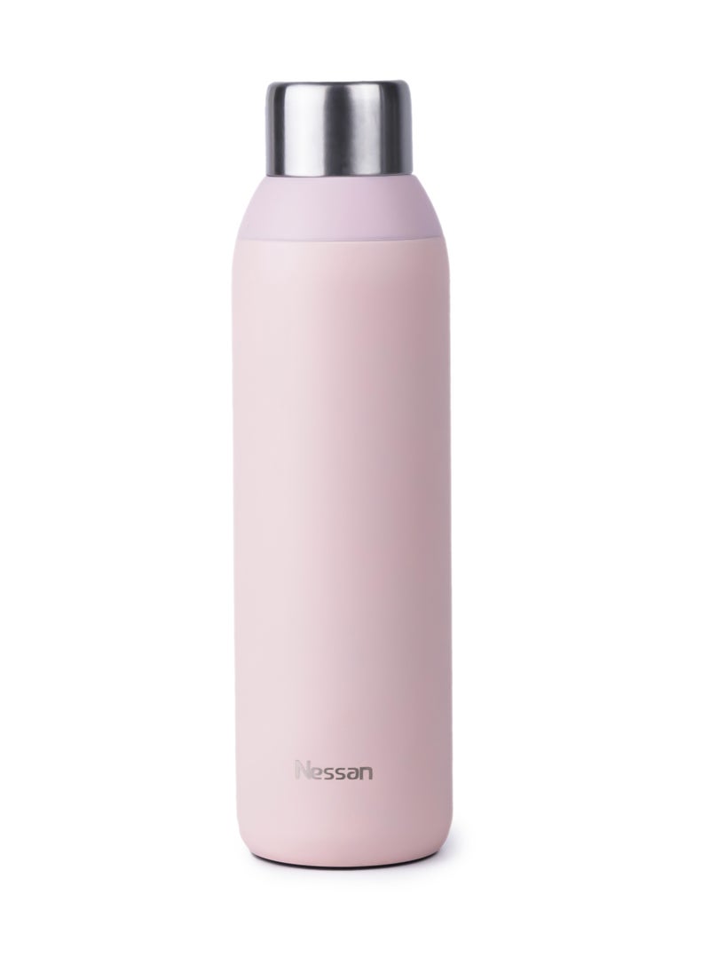 Double Wall Insulated Stainless Steel Vacuum Bottle, 600 ml - Pink