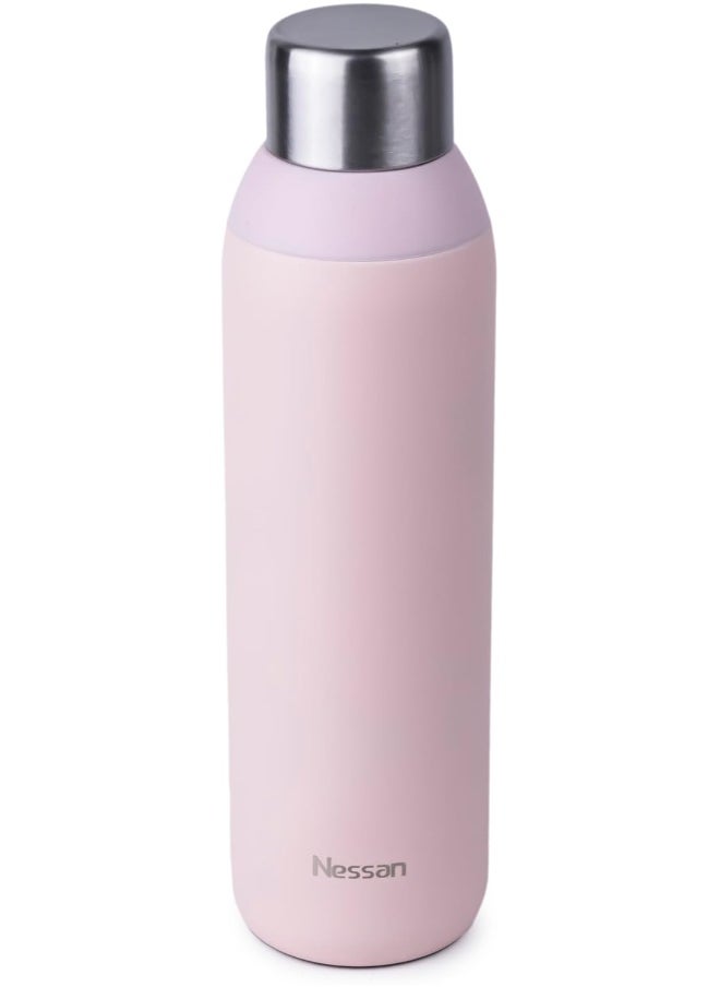 Double Wall Insulated Stainless Steel Vacuum Bottle, 600 ml - Pink