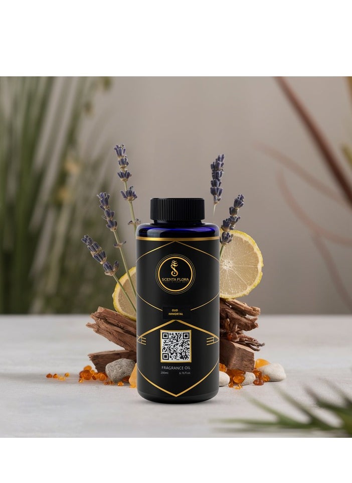 Oud Immortal - Diffuser Aroma Oil - Soothing, Healing, and Relaxing Fragrance for Scent Diffusers - Aromatherapy (200 ml)