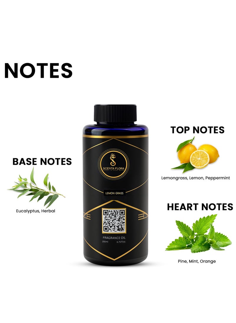 Lemon Grass - Diffuser Aroma Oil - Soothing, Healing, and Relaxing Fragrance for Scent Diffusers - Aromatherapy (200 ml)