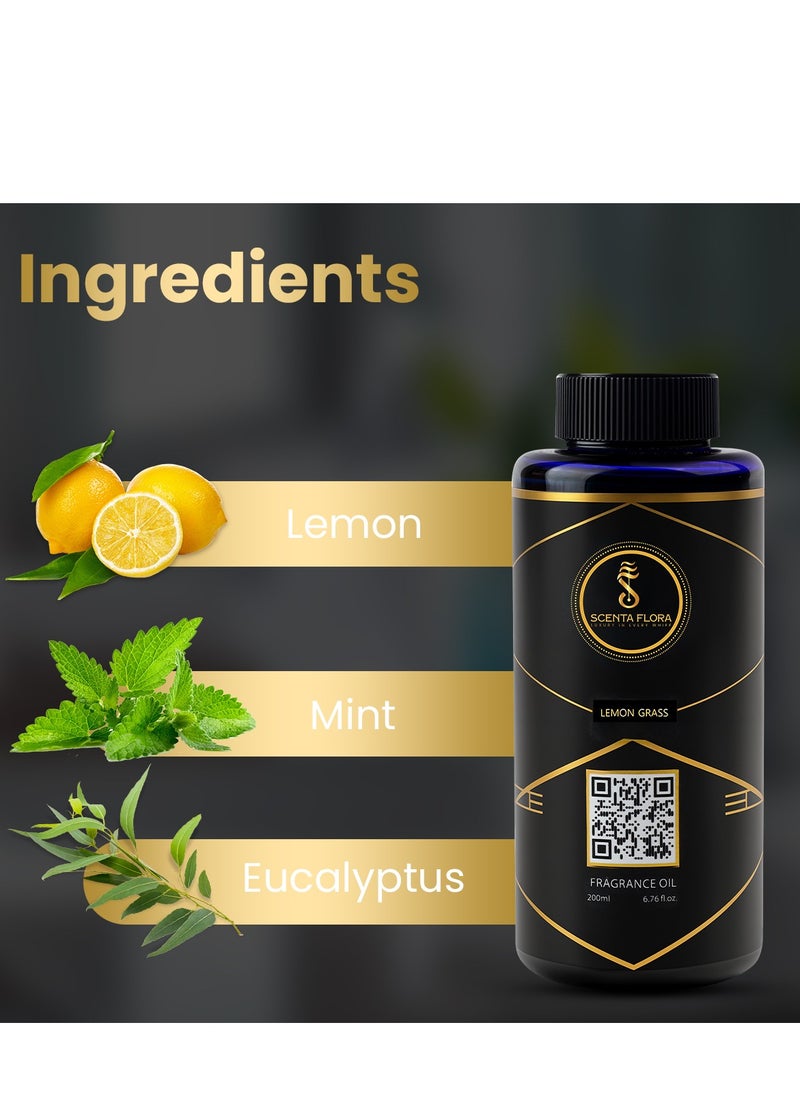 Lemon Grass - Diffuser Aroma Oil - Soothing, Healing, and Relaxing Fragrance for Scent Diffusers - Aromatherapy (200 ml)