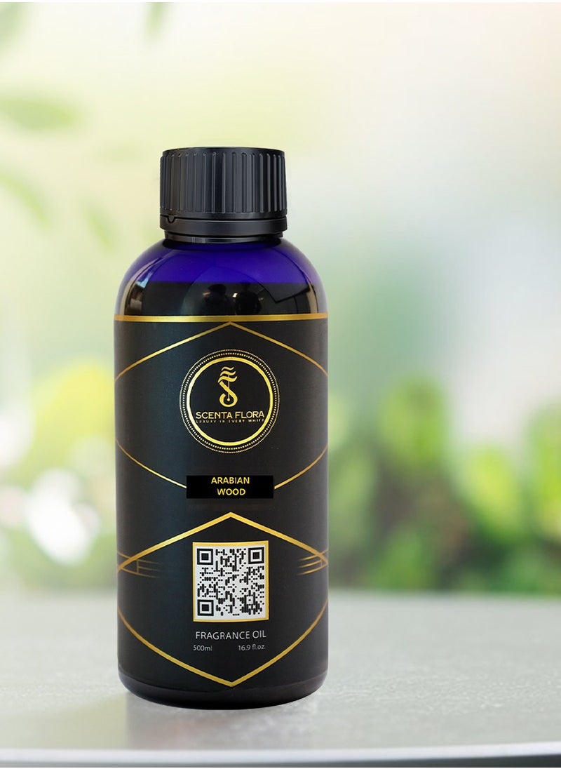 Arabian Wood Aroma Oil for Scent Diffusers 500 ml | IFRA Certified | A Blend of lavender, Jasmine and Amber | Ideal for Aromatherapy and Relaxation | Soothing and Relaxing Fragrance