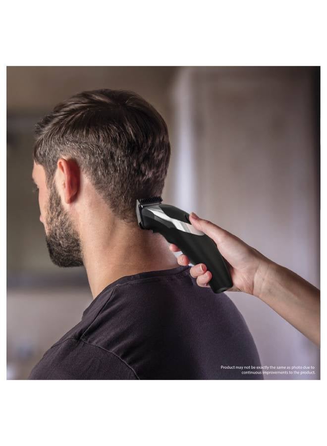 Wahl Haircut & Beard Grooming Kit, Rechargeable Hair Clipper, 12 Comb Attachments, Detachable And Rinsable Blades, 09639-827 Black