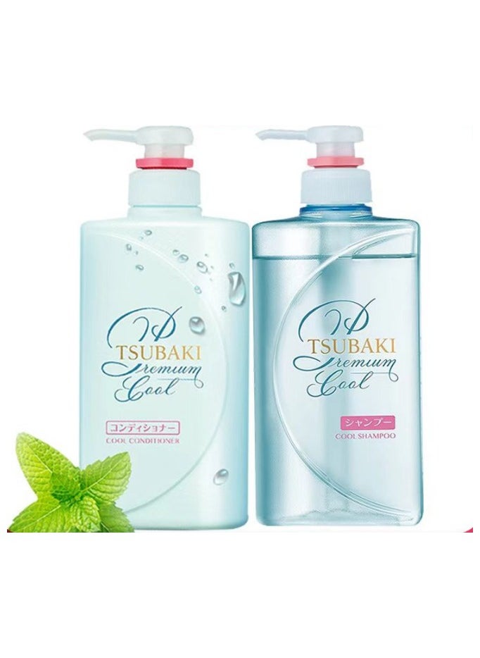 TSUBAKI Premium Cool Shampoo 490ml & Conditoner 490ml  Set (Limited Edition),Pack of 2