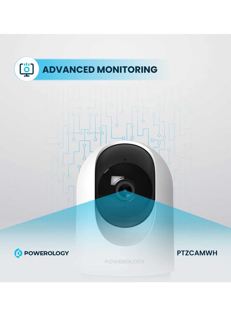 BT Indoor PTZ Smart Camera/2304x1296pixels Resolution/ 3MP/ Motion Sensor/ Night Vision/ 100° Field of Vision/ Echo Cancellation Audio/ Two Way Audio/ 2.4GHz Wi-fi - White