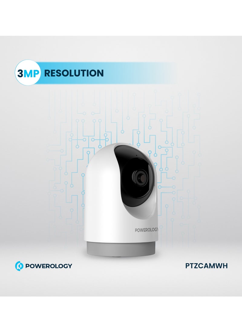 BT Indoor PTZ Smart Camera/2304x1296pixels Resolution/ 3MP/ Motion Sensor/ Night Vision/ 100° Field of Vision/ Echo Cancellation Audio/ Two Way Audio/ 2.4GHz Wi-fi - White