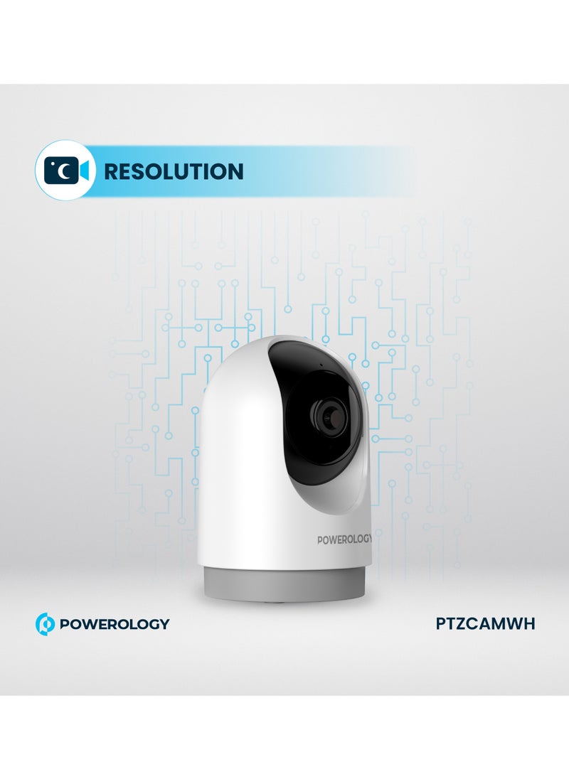 BT Indoor PTZ Smart Camera/2304x1296pixels Resolution/ 3MP/ Motion Sensor/ Night Vision/ 100° Field of Vision/ Echo Cancellation Audio/ Two Way Audio/ 2.4GHz Wi-fi - White