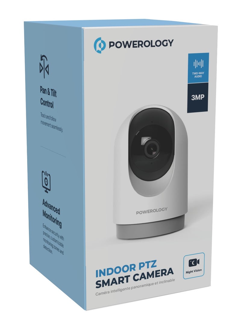 BT Indoor PTZ Smart Camera/2304x1296pixels Resolution/ 3MP/ Motion Sensor/ Night Vision/ 100° Field of Vision/ Echo Cancellation Audio/ Two Way Audio/ 2.4GHz Wi-fi - White