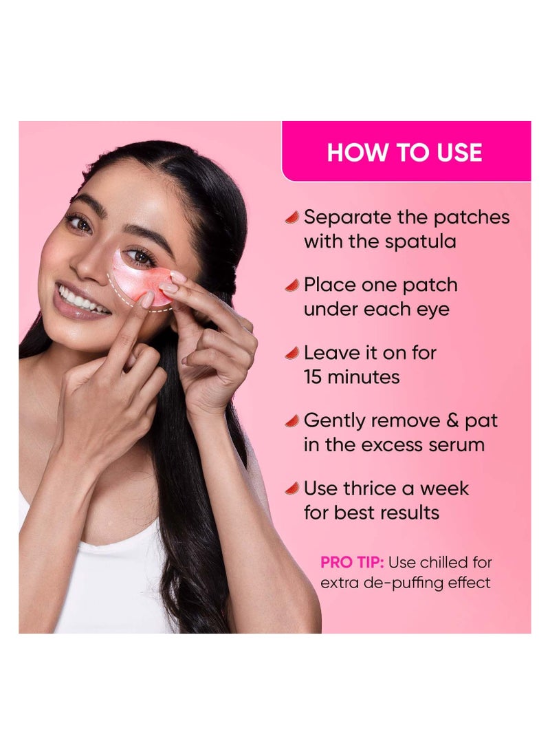 Watermelon Cooling Hydrogel Eye Patches | With Hyaluronic & Niacinamide | Under Eye Patches For Dark Circles & Puffiness Reduction | Instantly Hydrates, Cools & De-Puffs | 60 Patches, Pink