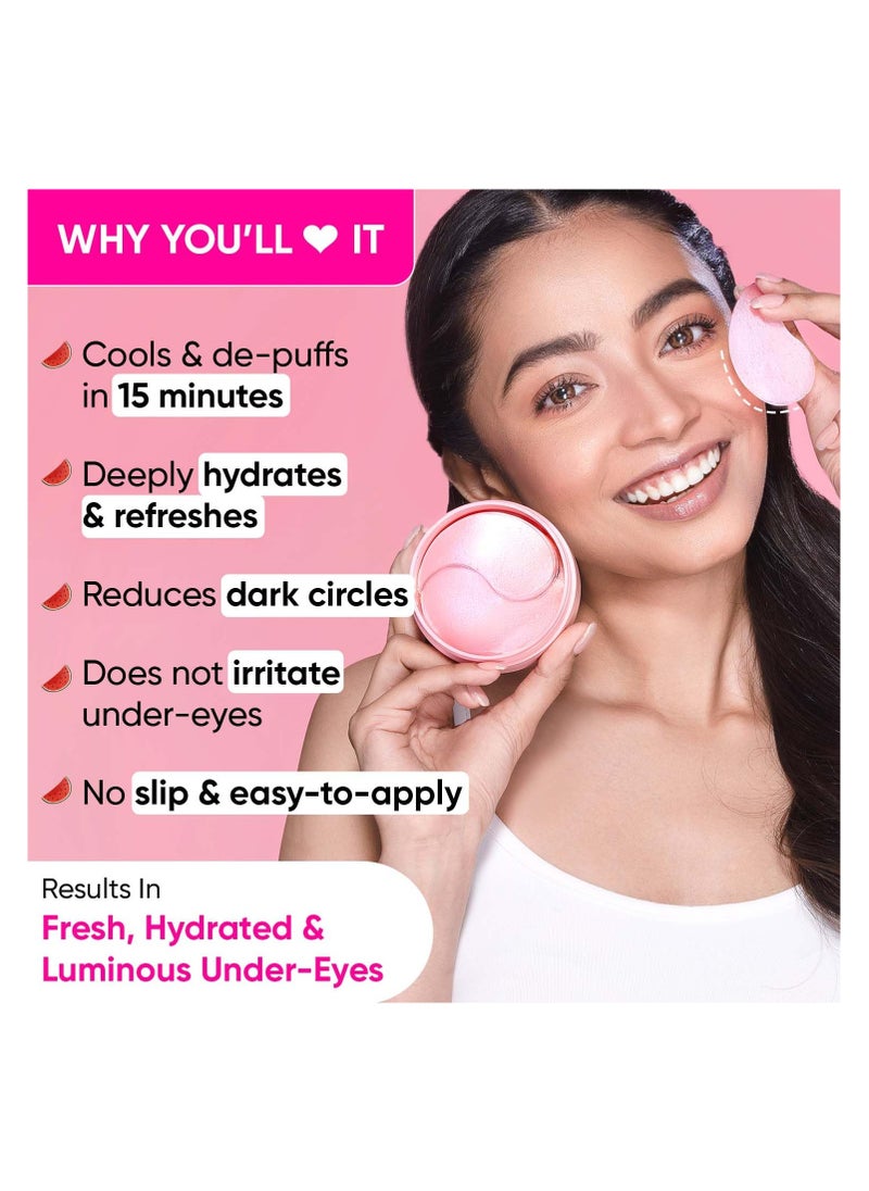 Watermelon Cooling Hydrogel Eye Patches | With Hyaluronic & Niacinamide | Under Eye Patches For Dark Circles & Puffiness Reduction | Instantly Hydrates, Cools & De-Puffs | 60 Patches, Pink