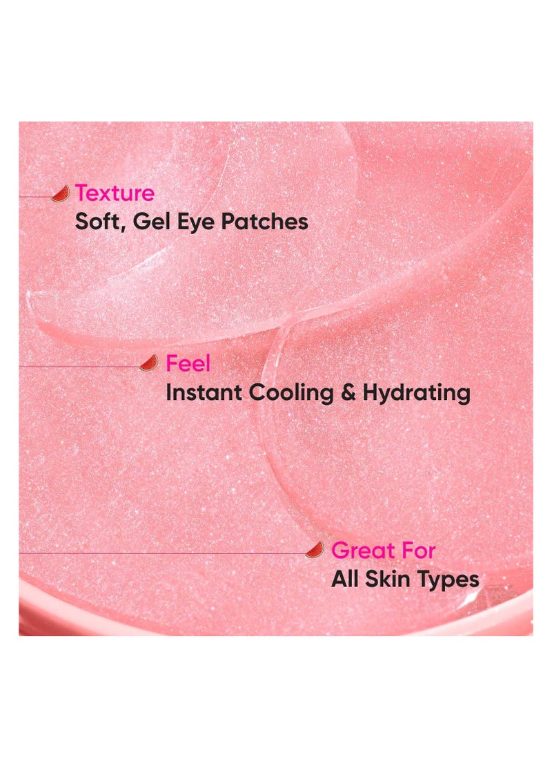 Watermelon Cooling Hydrogel Eye Patches | With Hyaluronic & Niacinamide | Under Eye Patches For Dark Circles & Puffiness Reduction | Instantly Hydrates, Cools & De-Puffs | 60 Patches, Pink