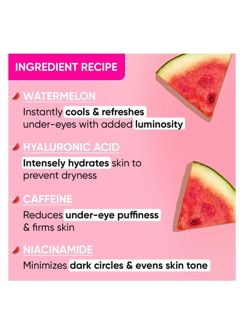 Watermelon Cooling Hydrogel Eye Patches | With Hyaluronic & Niacinamide | Under Eye Patches For Dark Circles & Puffiness Reduction | Instantly Hydrates, Cools & De-Puffs | 60 Patches, Pink