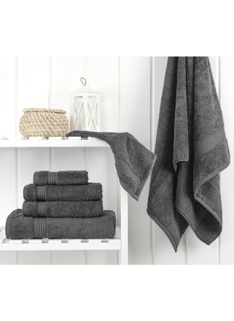 Towel Set Luxury Hotel Quality 500 GSM Genuine Combed Cotton, Super Soft & Absorbent Family Bath Towels 6 Piece Set -  2 Bath Towels, 2 Hand Towels, 2 Washcloths - Dark Grey