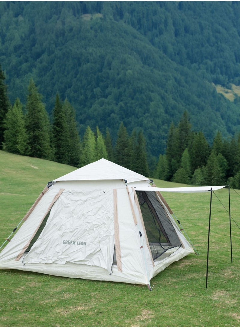 GT-6 Camping Tent / 5-6 People Capacity / 210D Oxford Floor / Polyester Silver Coating Fly / UV Protection / Light Weight / Waterproof / Ventilated Mesh / Windproof Rope - Beige