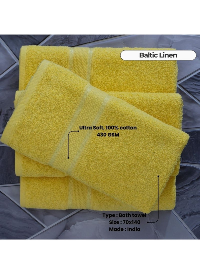Pack of 4 Bath Towel Ultra Soft 70 x 140 Cm, 100% Cotton 430GSM Terry