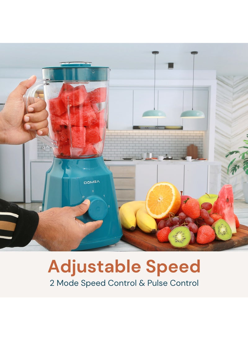 3-in-1 Countertop Blender, 350W, 1.5L Unbreakable PC Jar+ Mincer Chopper & Grinding Mill, Stainless Steel Blades, 2-Speed & Pulse Control, Perfect for Smoothies, Spices & Baby Food Preparation