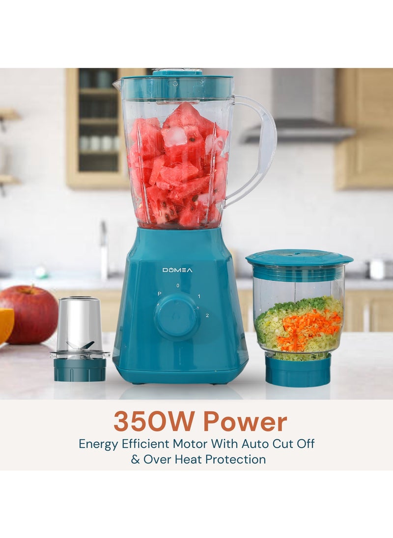 3-in-1 Countertop Blender, 350W, 1.5L Unbreakable PC Jar+ Mincer Chopper & Grinding Mill, Stainless Steel Blades, 2-Speed & Pulse Control, Perfect for Smoothies, Spices & Baby Food Preparation