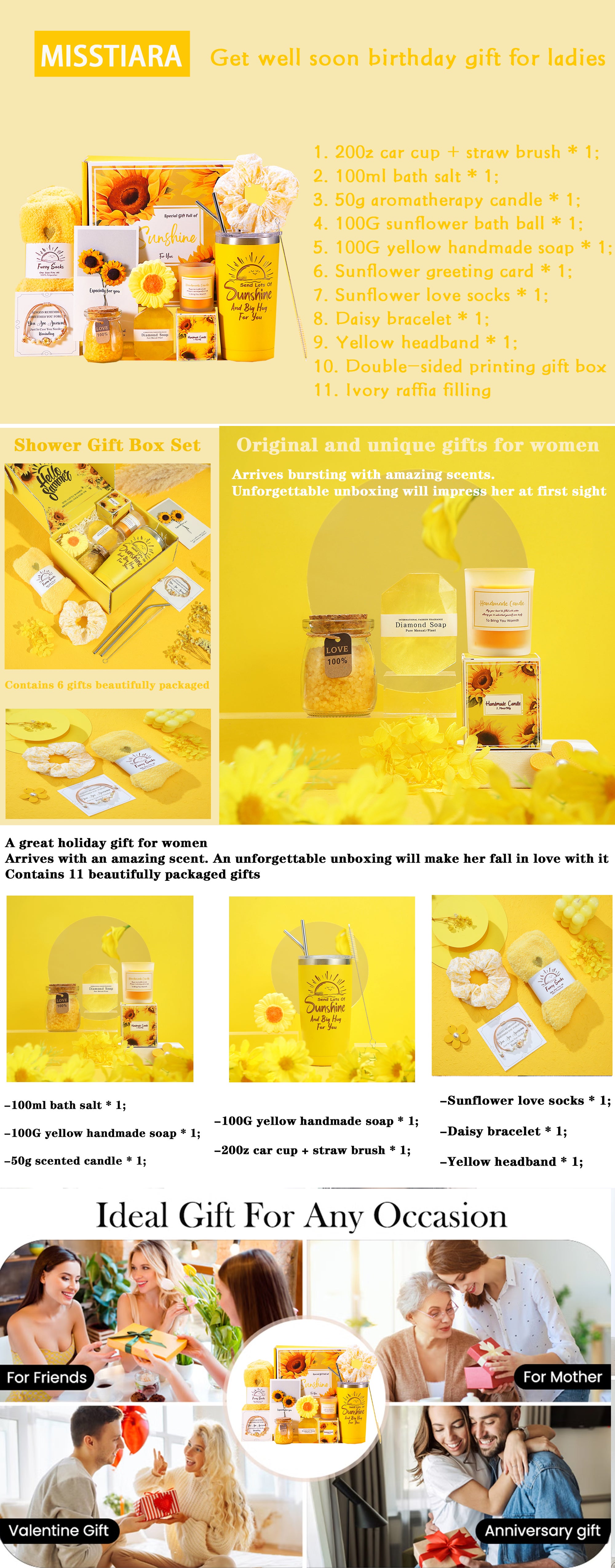 Gifts Basket for Women - Birthday Gifts for Women, Relaxing Spa Gift Basket Set, Unique Gift Ideas for Women, Gifts for Mom Sister Best Friend Wife, Coworker Teacher Nurse Gifts for Women