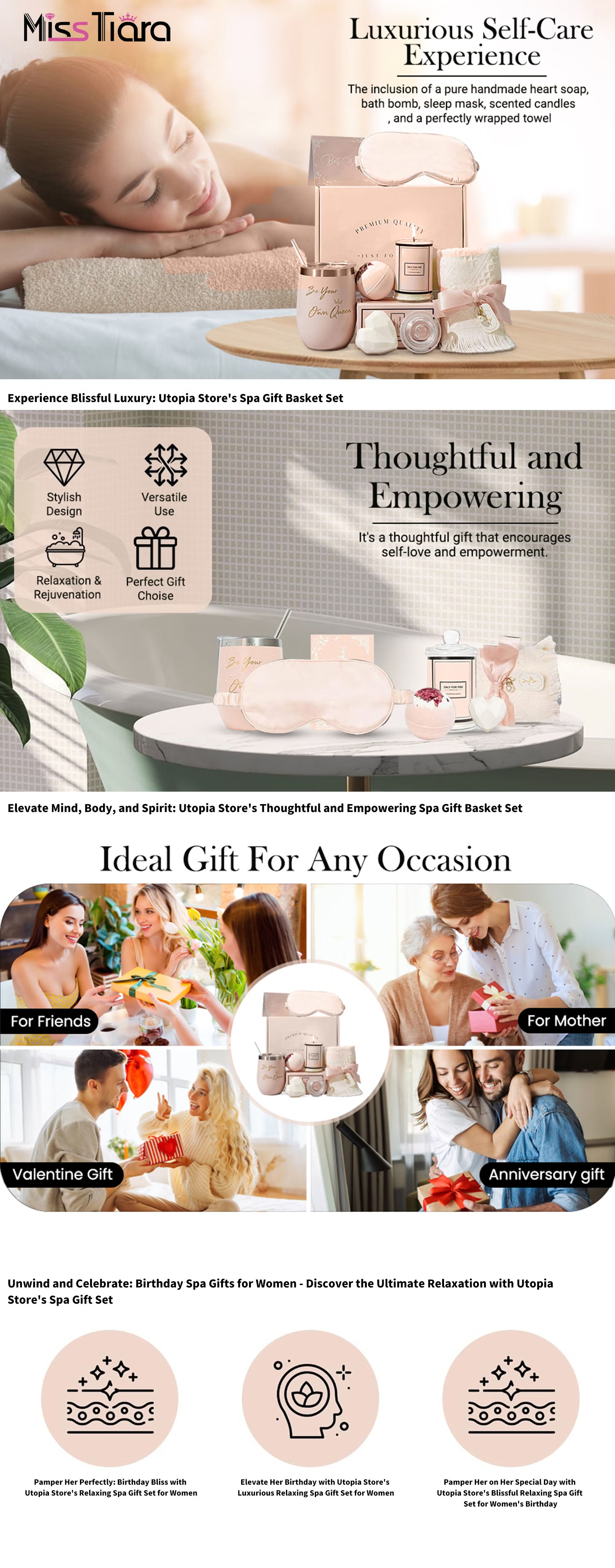 Gifts Basket for Women - Birthday Gifts for Women, Relaxing Spa Gift Basket Set, Unique Gift Ideas for Women, Gifts for Mom Sister Best Friend Wife, Coworker Teacher Nurse Gifts for Women Combined Materials Pink