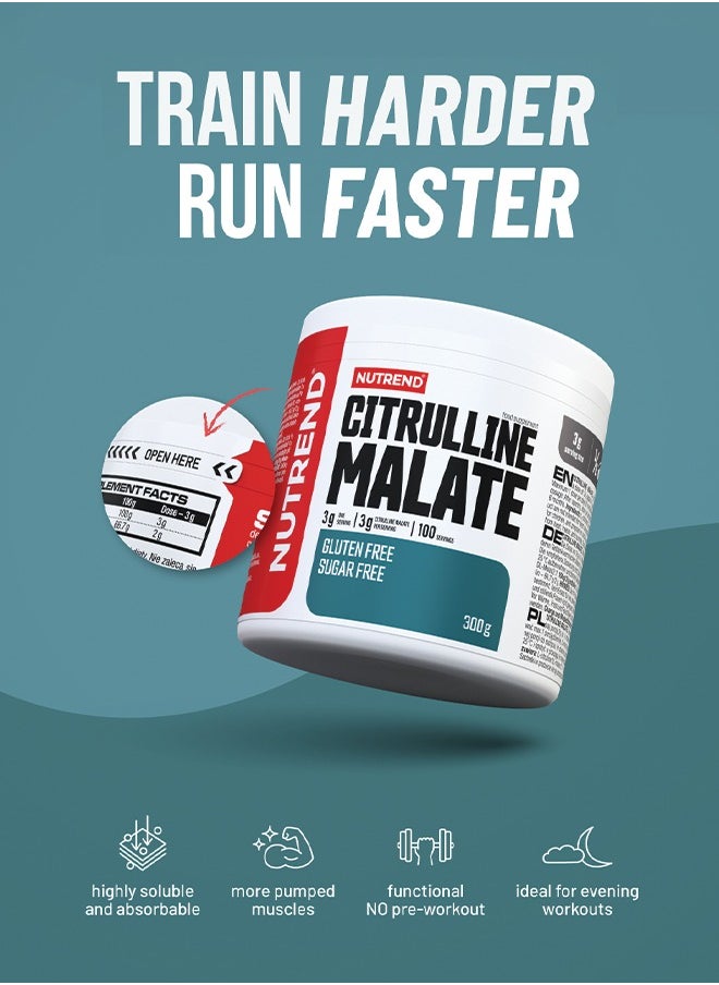 Citrulline Malate Powder - 300g, Unflavored - Enhance Your Workout Performance & Reduce Fatigue