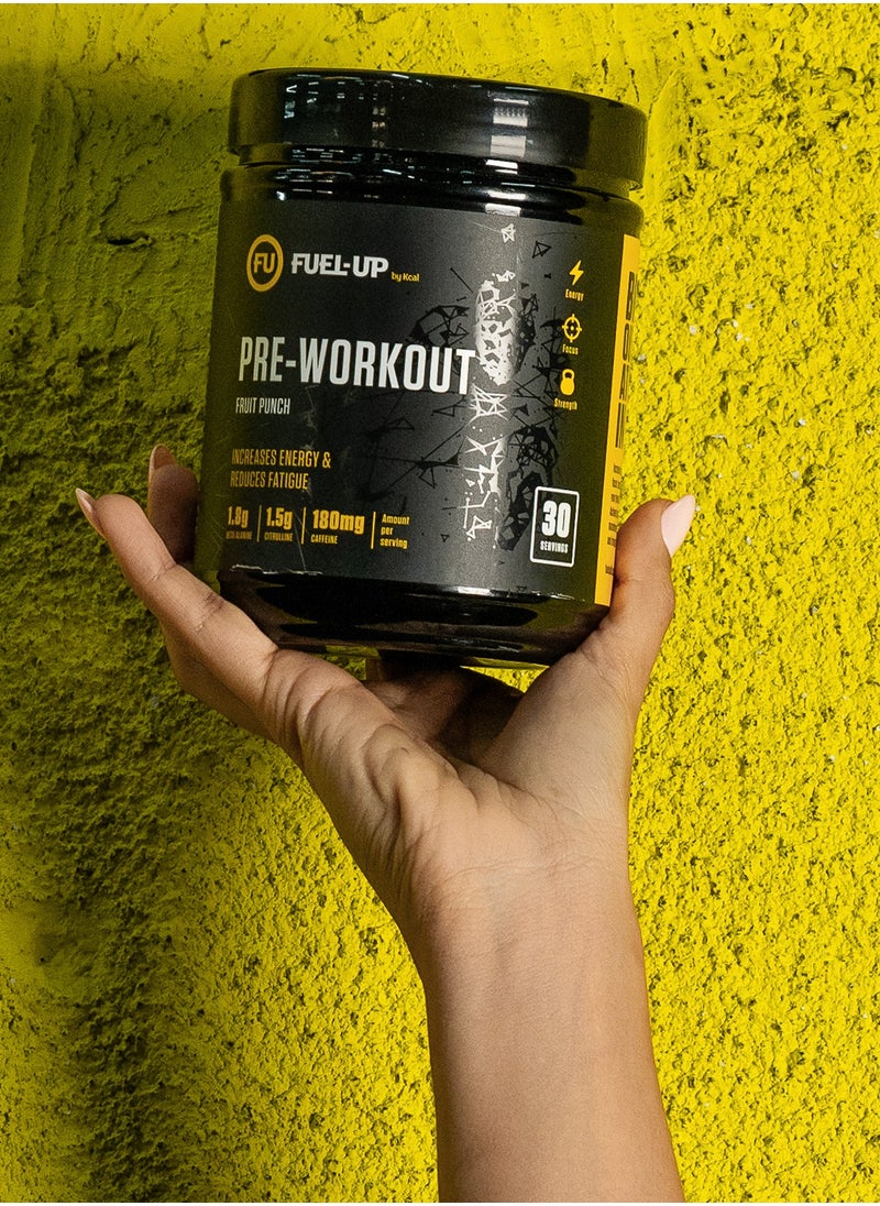 Pre Workout Fruit Punch Powder Increase Energy Muscle Pump and Anti Fatigue 300 Grams