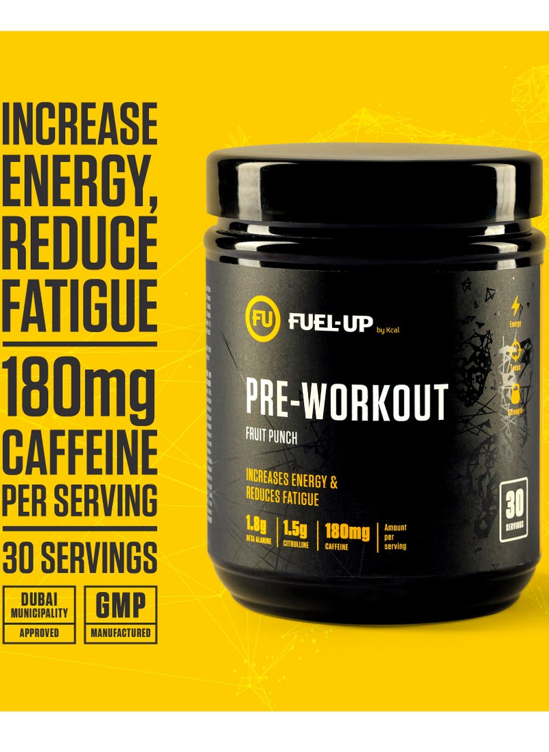 Pre Workout Fruit Punch Powder Increase Energy Muscle Pump and Anti Fatigue 300 Grams