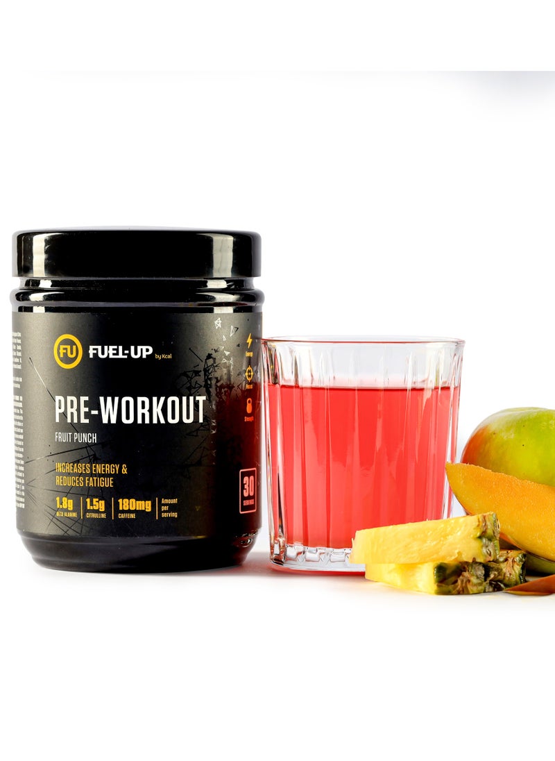 Pre Workout Fruit Punch Powder Increase Energy Muscle Pump and Anti Fatigue 300 Grams
