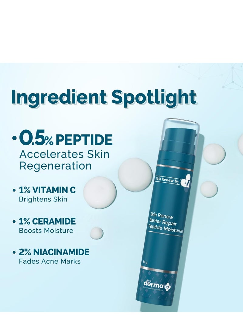 The Derma Co. x Dr.V Skin Renew Barrier Repair Peptide Moisturizer-Peptide & Vitamin C-50ml Repairs Skin Barrier & Deeply Moisturizes  50G