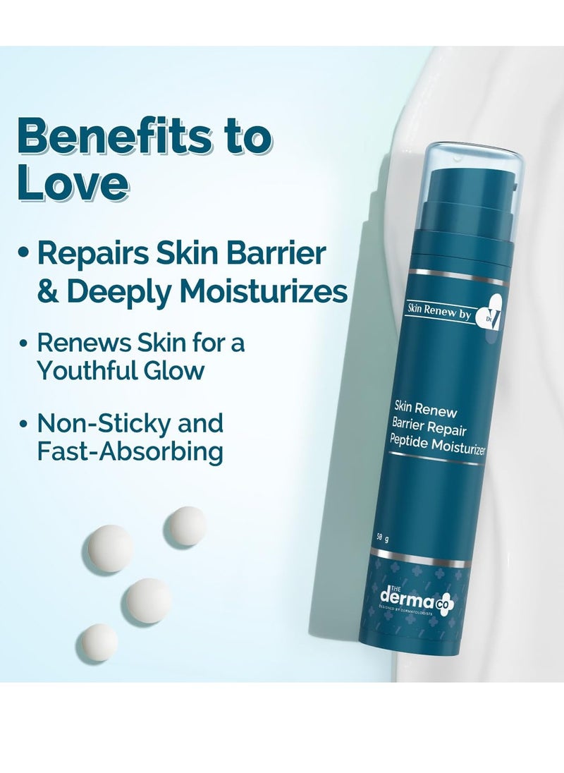 The Derma Co. x Dr.V Skin Renew Barrier Repair Peptide Moisturizer-Peptide & Vitamin C-50ml Repairs Skin Barrier & Deeply Moisturizes  50G