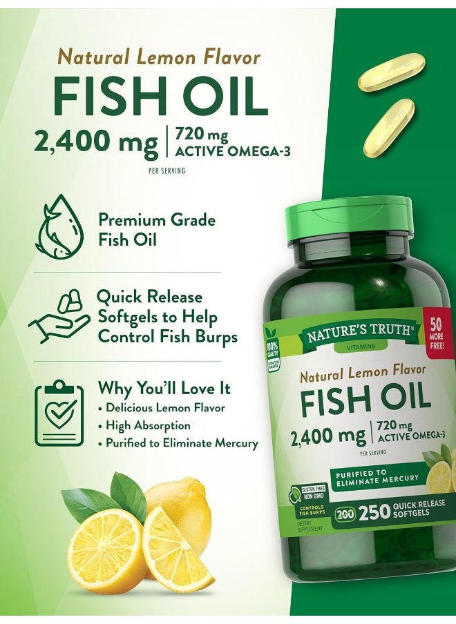 Nature's Truth 1200 Mg Omega-3 Fish Oil Softgels, 250 Count
