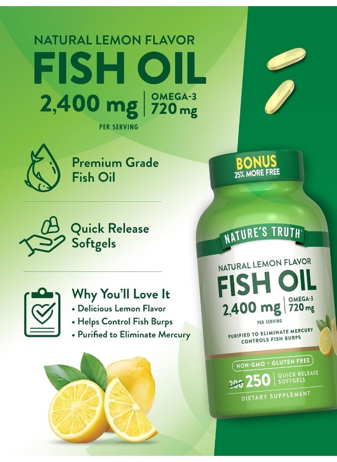 Nature's Truth 1200 Mg Omega-3 Fish Oil Softgels, 250 Count