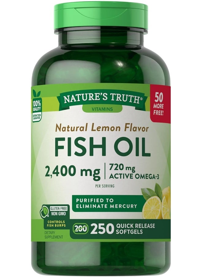 Nature's Truth 1200 Mg Omega-3 Fish Oil Softgels, 250 Count