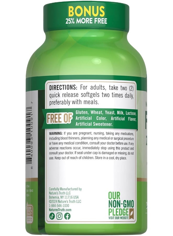 Nature's Truth 1200 Mg Omega-3 Fish Oil Softgels, 250 Count