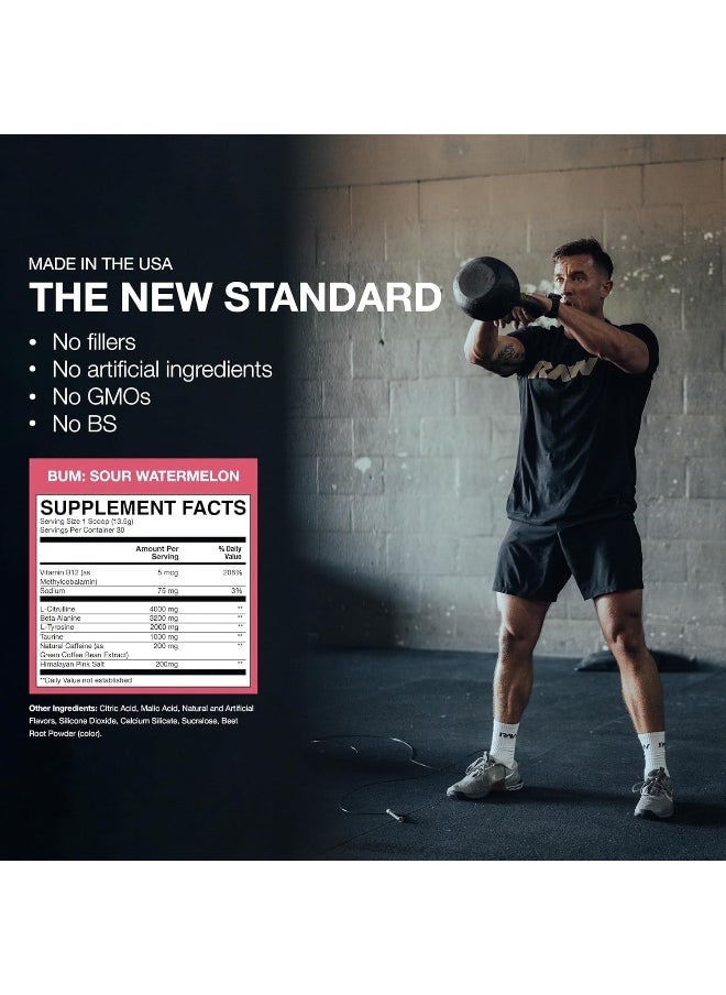 Raw Essential Pre-Workout | Unmatched Energy & Focus | Enhanced Muscle Pumps | For All Athletes | Caffeine Fueled | L-Citrulline Enhanced | Ultimate Workout Boost | Sour Watermelon | 30 Servings