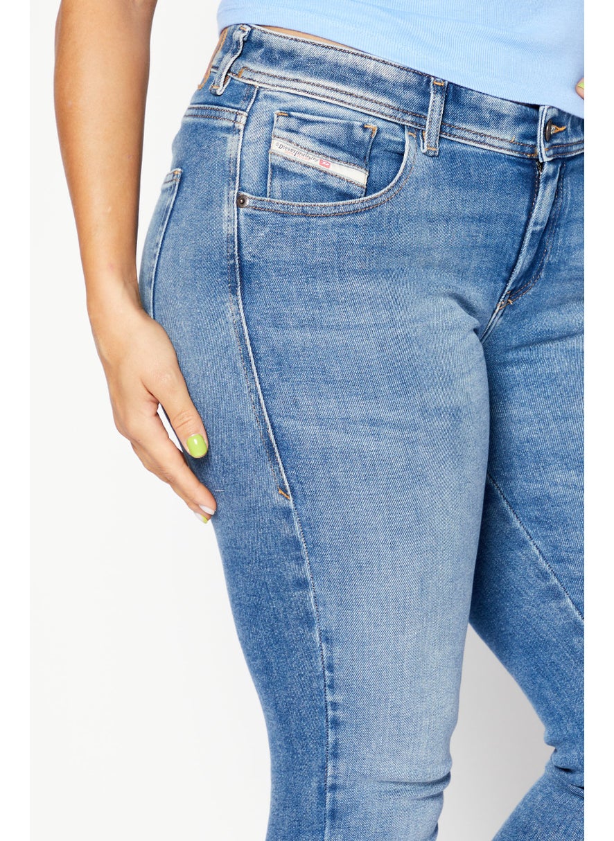 Women Regular Fit Washed Stretchable Denim Jeans, Blue