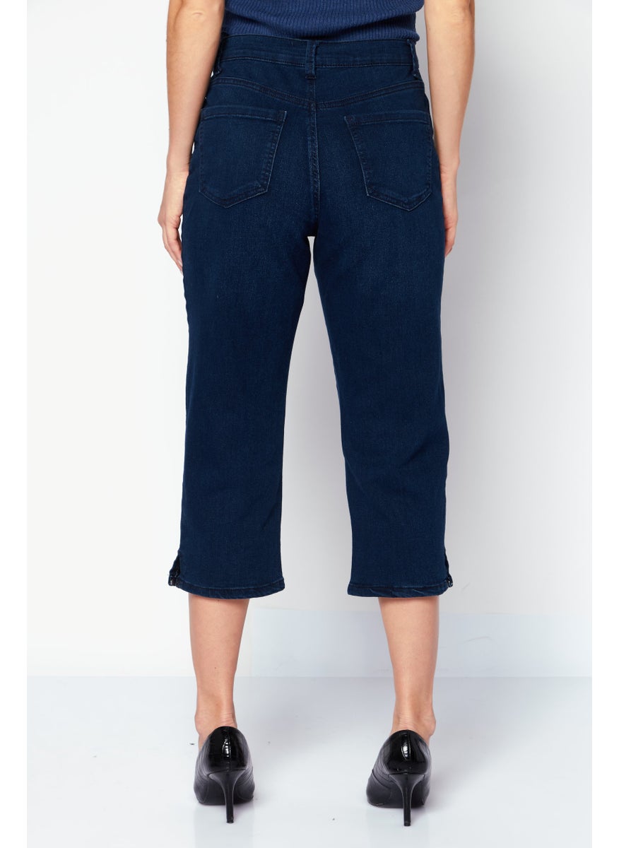 Women Slim Fit Low Rise Straight Leg No Stretch Jeans, Navy