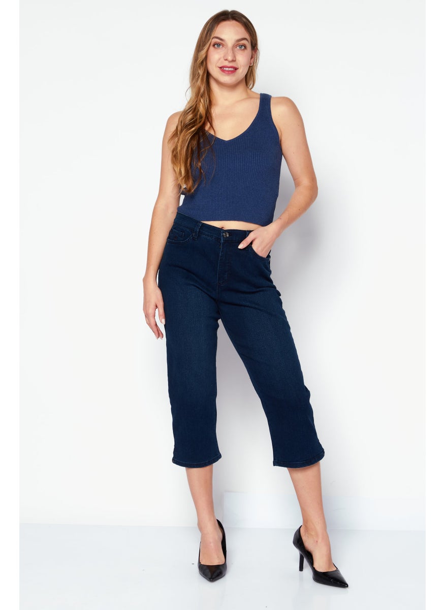 Women Slim Fit Low Rise Straight Leg No Stretch Jeans, Navy