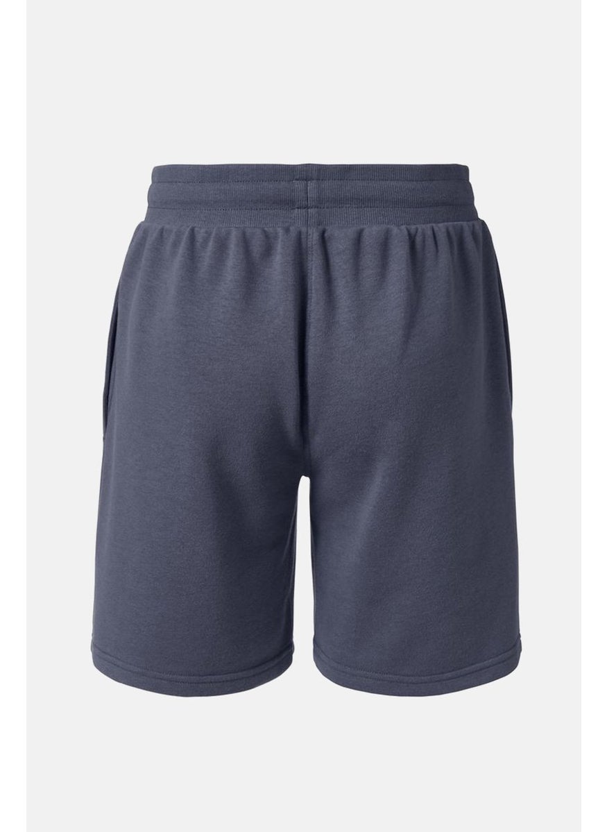 Women Draw String Solid Bermuda Shorts, Navy Blue